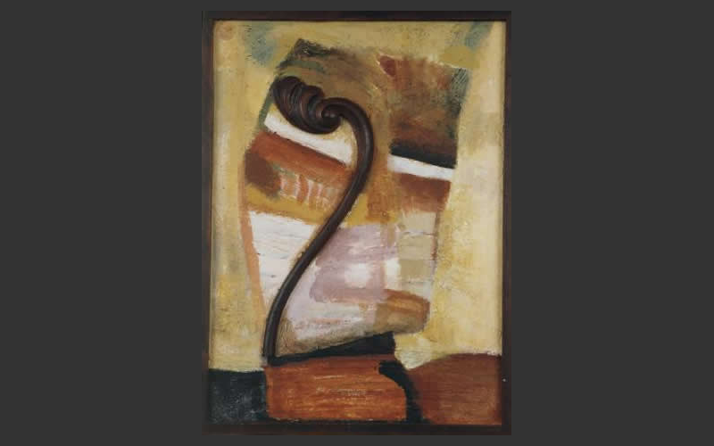 Ein Riecher fur alte Möbel (1995)<br> Malpappe, Möbelverzierung, Acryl, 37,5 x 27,5 cm - Assemblagen