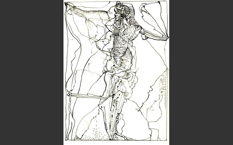 Vorfahre (2008)<br>Tusche auf Papier, 29,7 x 21 cm - Zeichnungen