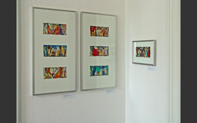 Folge mit übermalten Einladungskarten (2007) - Galerie Mitte Dresden 2007