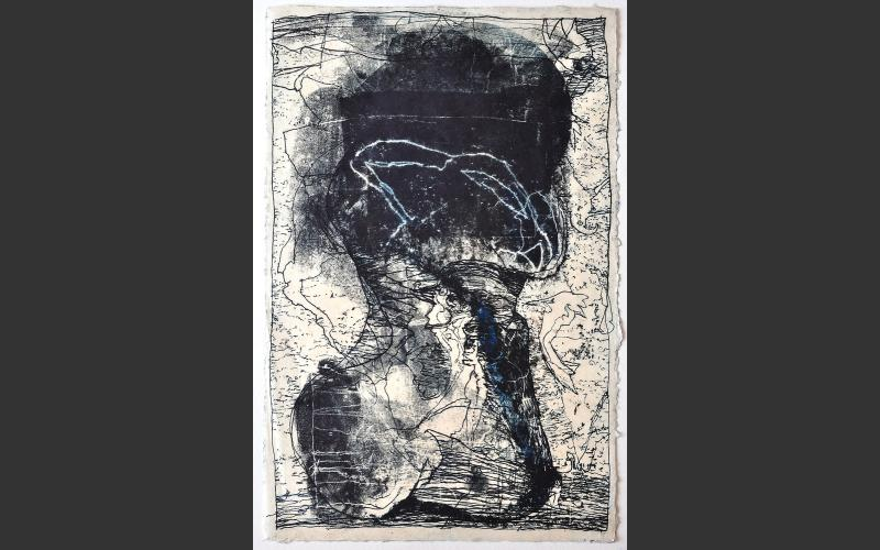 No3 (2015)<br>Monotypie auf, kahari Himalaya-Büttenpapier 50 X 35 cm - Die Rabenblätter