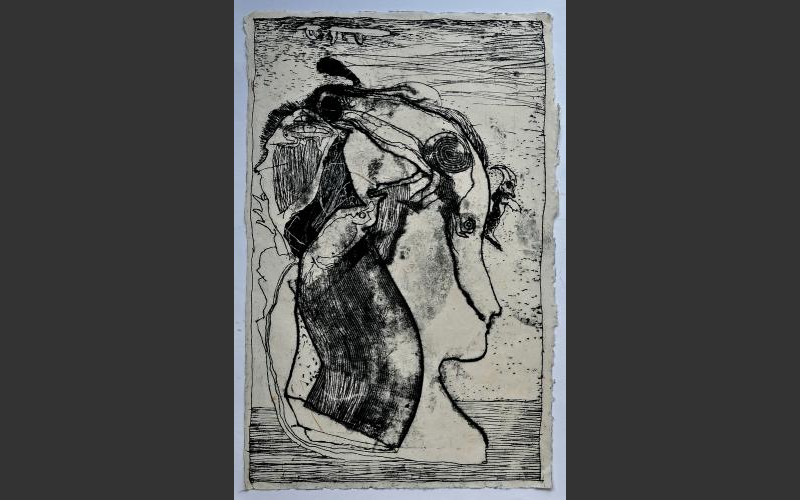 №3 (2015)<br /> Monotypie auf , kahari Himalaya-Büttenpapier 50 x 35 cm - Symbiose