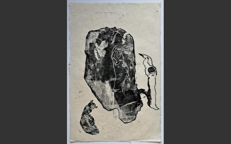 №4 (2015)<br /> Monotypie auf , kahari Himalaya-Büttenpapier 50 x 35 cm - Symbiose