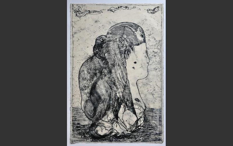 №5 (2015)<br /> Monotypie auf , kahari Himalaya-Büttenpapier 50 x 35 cm - Symbiose