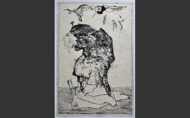 №7 (2015)<br /> Monotypie auf , kahari Himalaya-Büttenpapier 50 x 35 cm - Symbiose