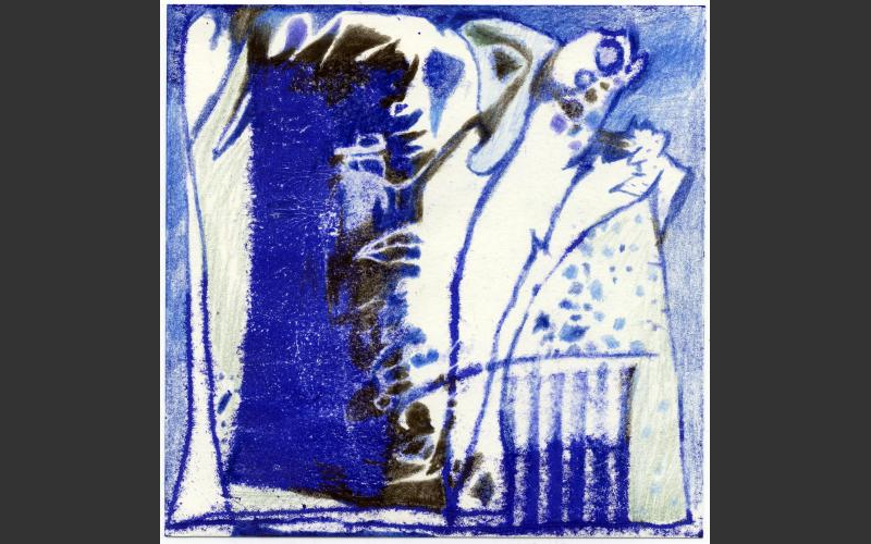 Blueprint № 10 2015<br />Monotypie, Farbstife auf Papier, 15 X 15 cm - BLUEPRINT