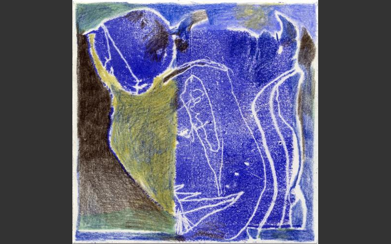 Blueprint № 18 2015<br />Monotypie, Farbstife auf Papier, 15 X 15 cm - BLUEPRINT