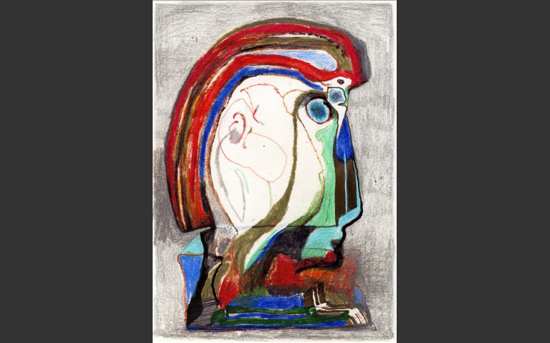 Papageiensommer Blatt №12, 2016<br/>Farbstifte über Tusche auf Papier, 21 X 14,8 cm - PAPAGEIENSOMMER